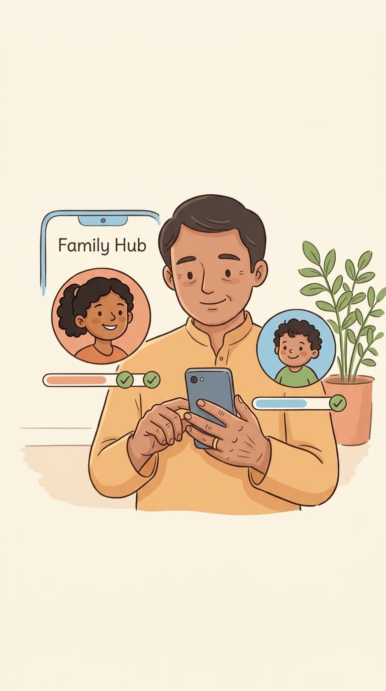 Parent checking family learning progress on their phone